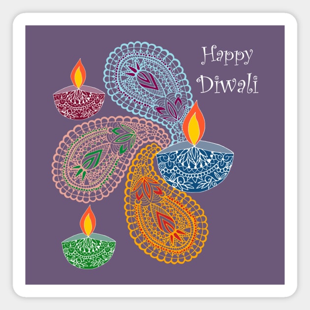 Diwali - Paisleys and Lamps Magnet by MitaDreamDesign